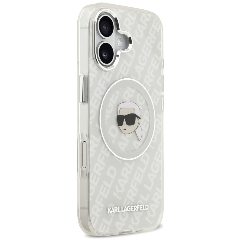 Husa pentru iPhone 17, IML Glitter K&C Heads Logo MagSafe, Clear Mono Karl&Choupette - 3 | YEO