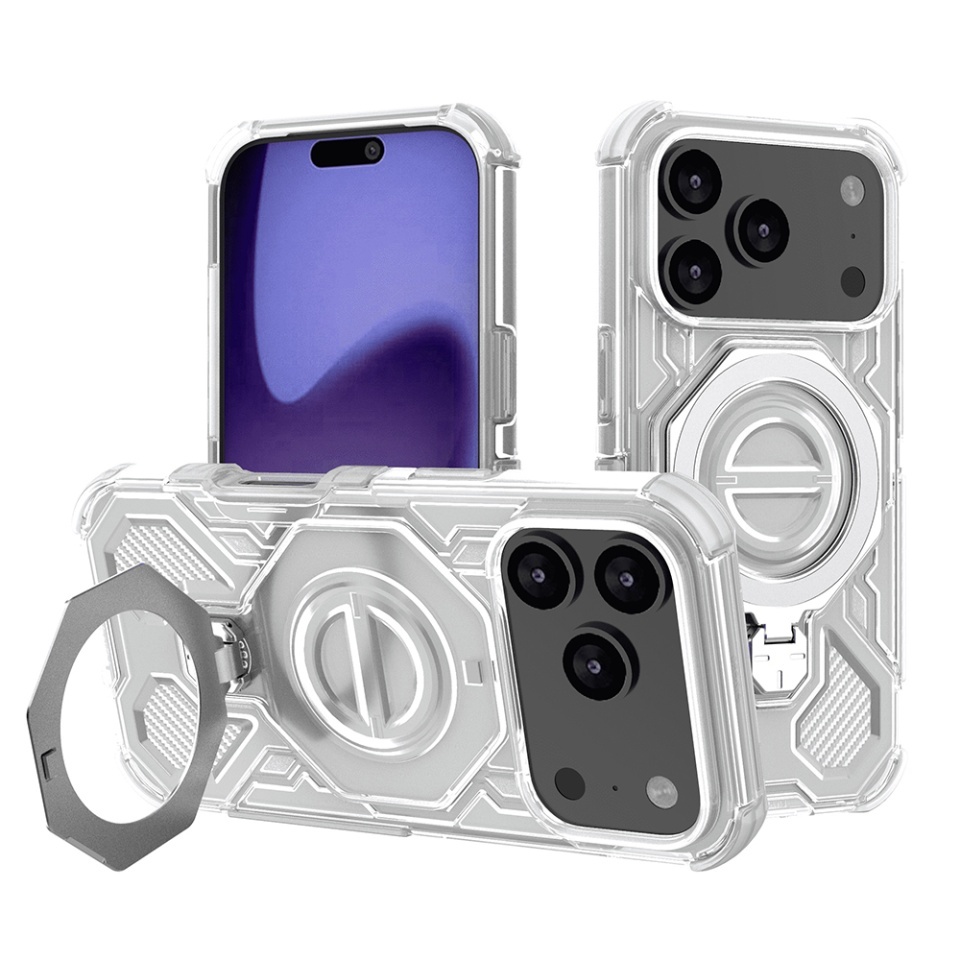 Husa pentru iPhone 17 Pro, Antisoc, SKYDDAR INOVATION, Carbon Shield PRO, Magsafe, set cu sticker, Alb