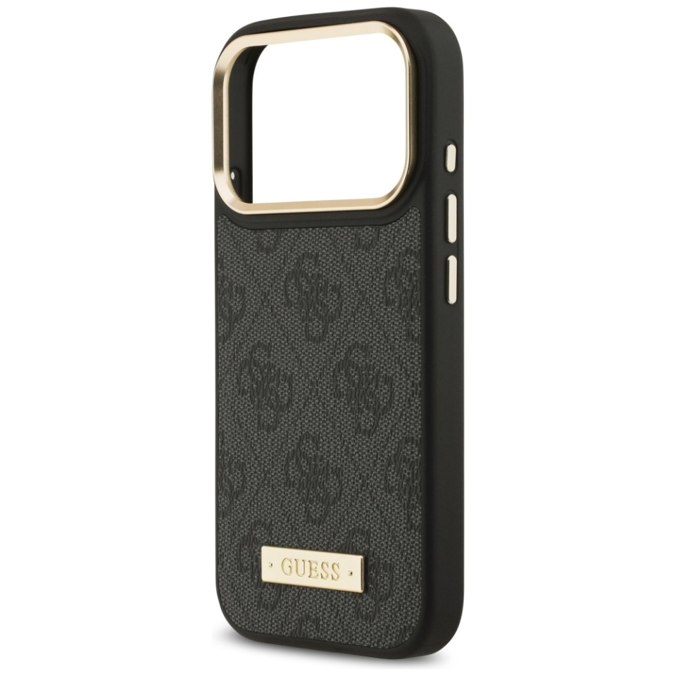 Husa pentru iPhone 17 Pro, Guess, Hardcase 4G Logo Plate MagSafe, Negru - 3 | YEO