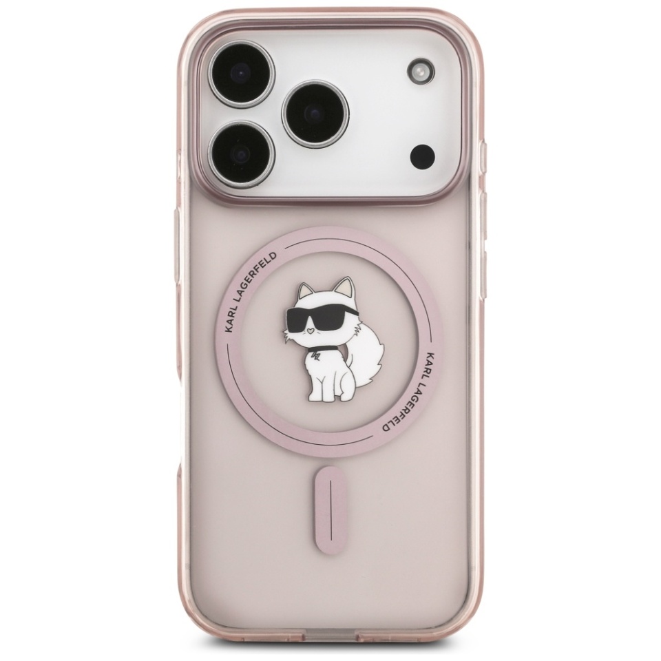 Husa pentru iPhone 17 Pro, IML Glitter K&C Heads Logo MagSafe, Clear Mono Karl&Choupette - 1 | YEO