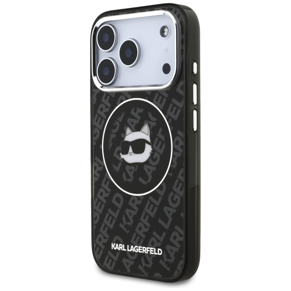 Husa pentru iPhone 17 Pro, IML Glitter K&C Heads Logo MagSafe, Clear Mono Karl&Choupette - 1 | YEO