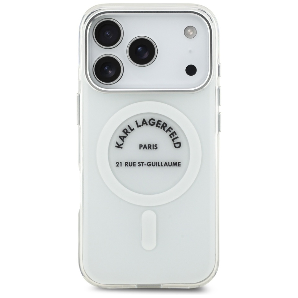 Husa pentru iPhone 17 Pro, IML Glitter K&C Heads Logo MagSafe, Clear Mono Karl&Choupette - 1 | YEO