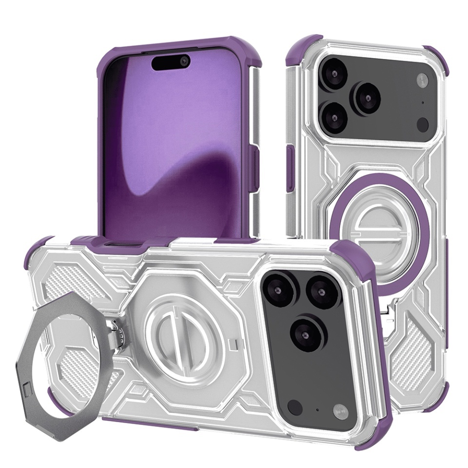 Husa pentru iPhone 17 Pro Max, Antisoc, SKYDDAR INOVATION, Carbon Shield PRO, Magsafe, set cu sticker, Mov
