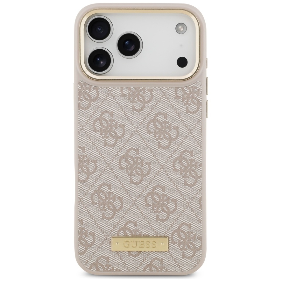 Husa pentru iPhone 17 Pro Max, Guess, Hardcase 4G Logo Plate MagSafe, Roz - 1 | YEO