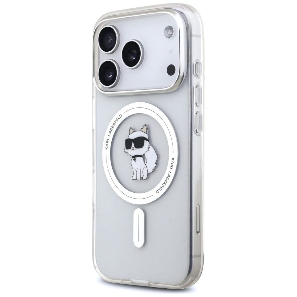 Husa pentru iPhone 17 Pro Max, IML Glitter K&C Heads Logo MagSafe, Clear Mono Karl&Choupette - 1 | YEO