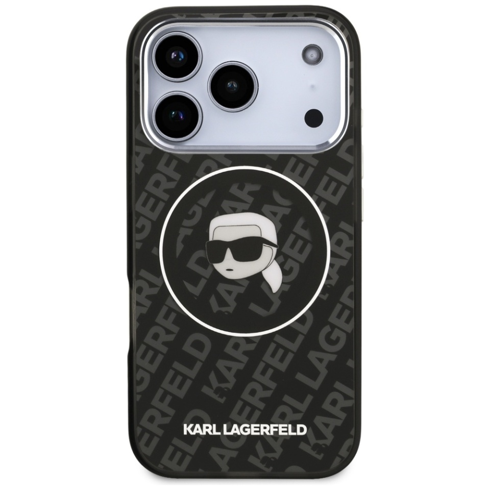 Husa pentru iPhone 17 Pro Max, IML Glitter K&C Heads Logo MagSafe, Clear Mono Karl&Choupette - 3 | YEO