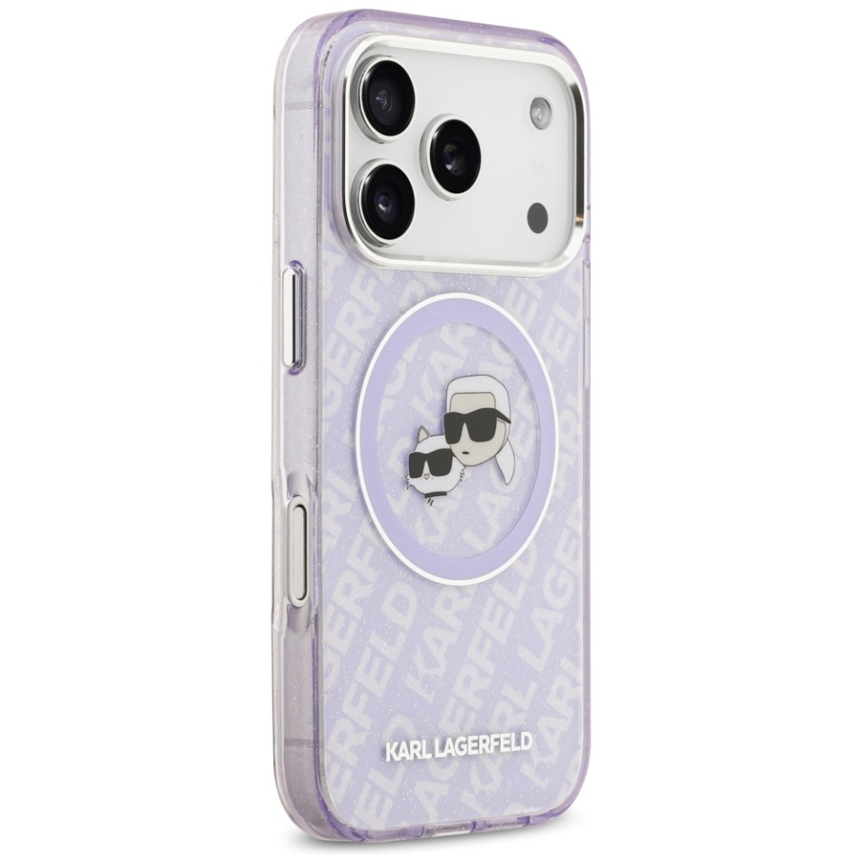 Husa pentru iPhone 17 Pro Max, IML Glitter K&C Heads Logo MagSafe, Clear Mono Karl&Choupette - 3 | YEO