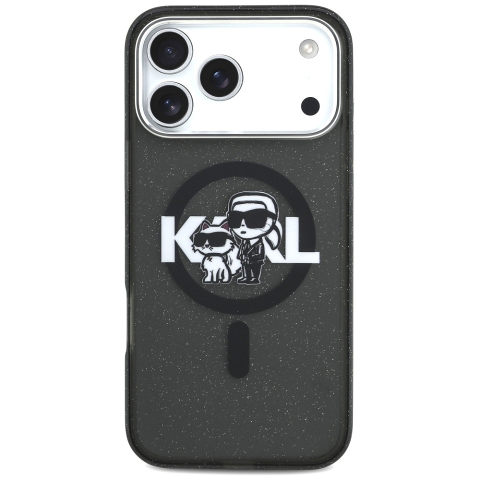Husa pentru iPhone 17 Pro Max, IML Glitter K&C Heads Logo MagSafe, Clear Mono Karl&Choupette - 1 | YEO