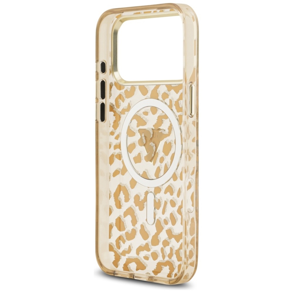 Husa pentru iPhone 17 Pro Max, Leopard Glitter MagSafe, Guess, Maro - 3 | YEO