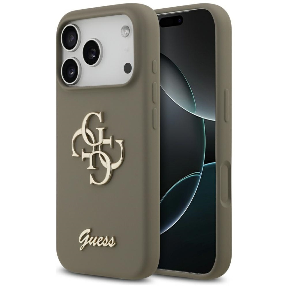 Husa pentru iPhone 17 Pro Max, Silicone Big 4G Script, Protectie Slim, Maro