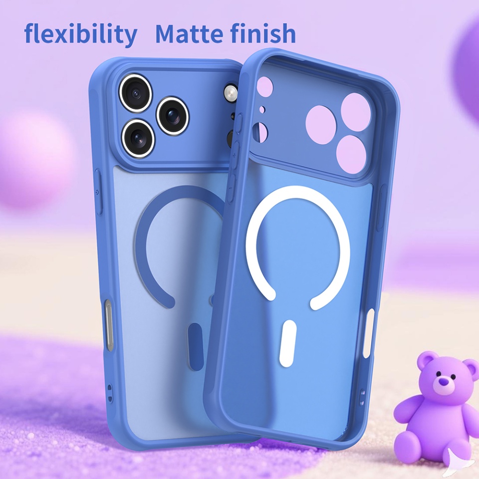 Husa pentru iPhone 17 Pro Max, SKYDDAR INNOVATION, HaloFrost MagSafe II, Antisoc, set cu sticker, Albastru - 6