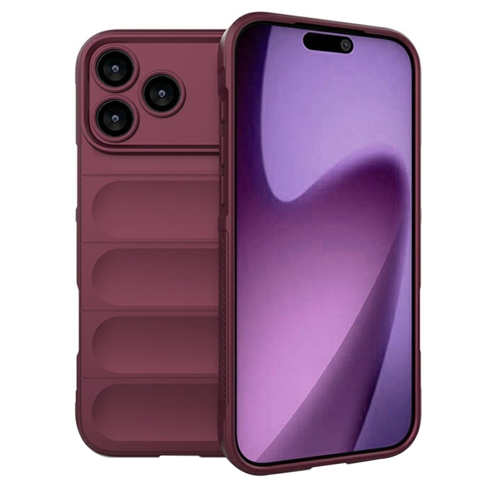 Husa pentru iPhone 17 Pro Max, SKYDDAR INNOVATION, Magic Shield, din Silicon Mat, set cu sticker, Bordo