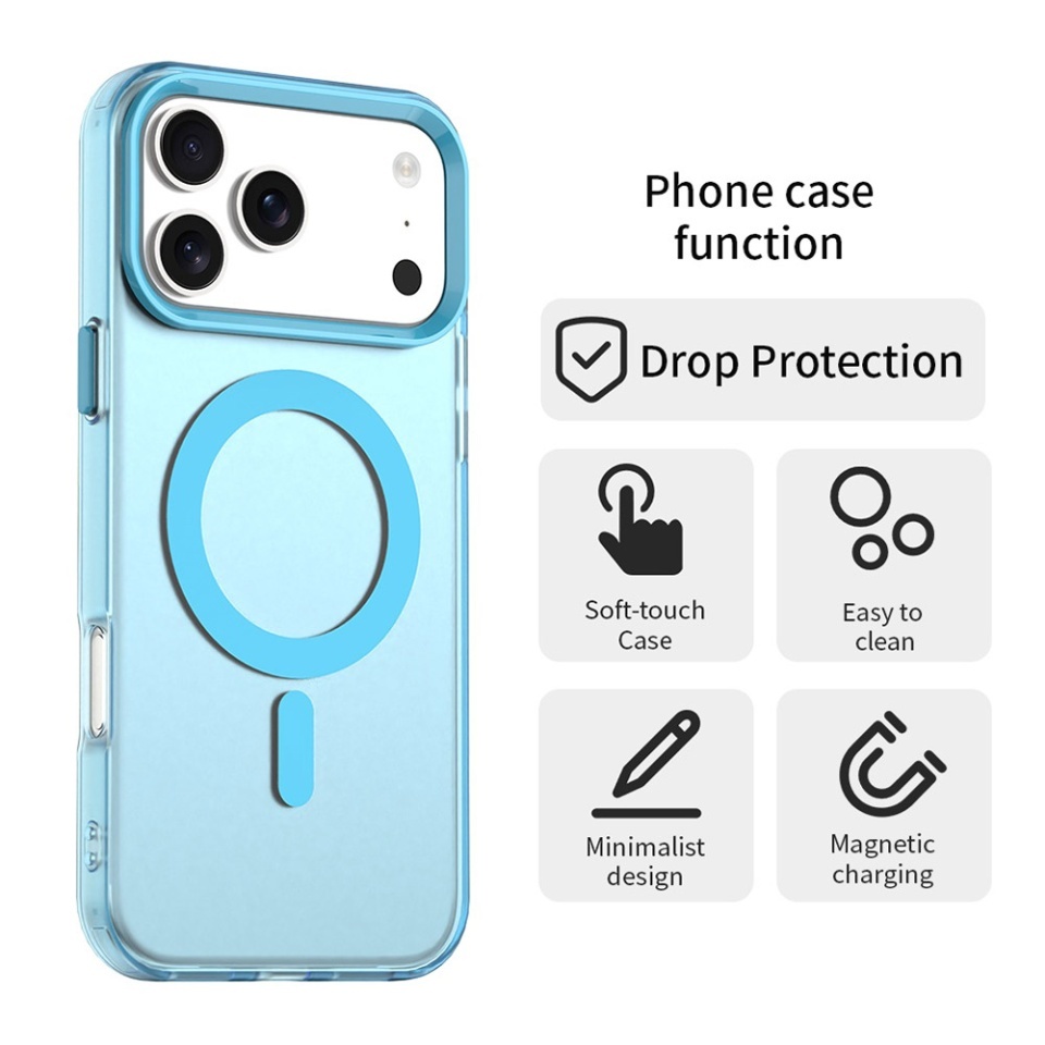 Husa pentru iPhone 17 Pro Max, SKYDDAR INOVATION, CandyCase, Magsafe, set cu sticker, Albastru - 3 | YEO
