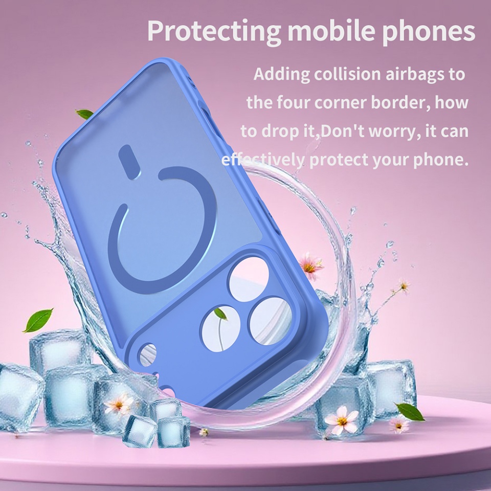 Husa pentru iPhone 17 Pro, SKYDDAR INNOVATION, HaloFrost MagSafe II, Antisoc, set cu sticker, Albastru - 1 | YEO