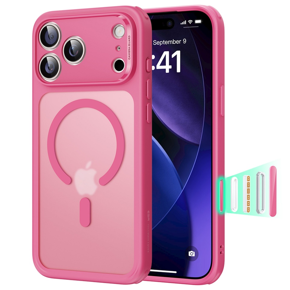 Husa pentru iPhone 17 Pro, slim, ESR Classic Hybrid HaloLock, Roz