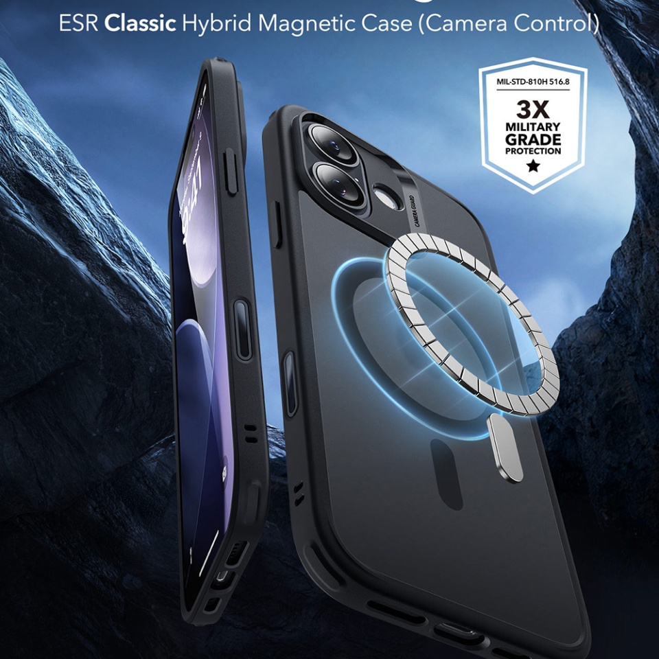 Husa pentru iPhone 17, slim, ESR Classic Hybrid HaloLock, Negru frost - 3 | YEO