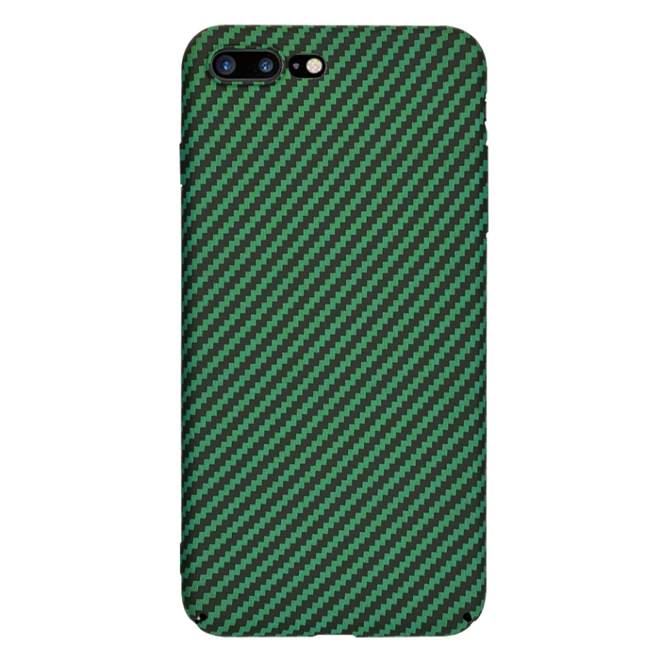 Husa pentru iPhone 8 Plus / 7 Plus, Finisaj Premium cu Textura de Carbon, Design Elegant, SKDR CarbonFlex - Verde - 2 | YEO