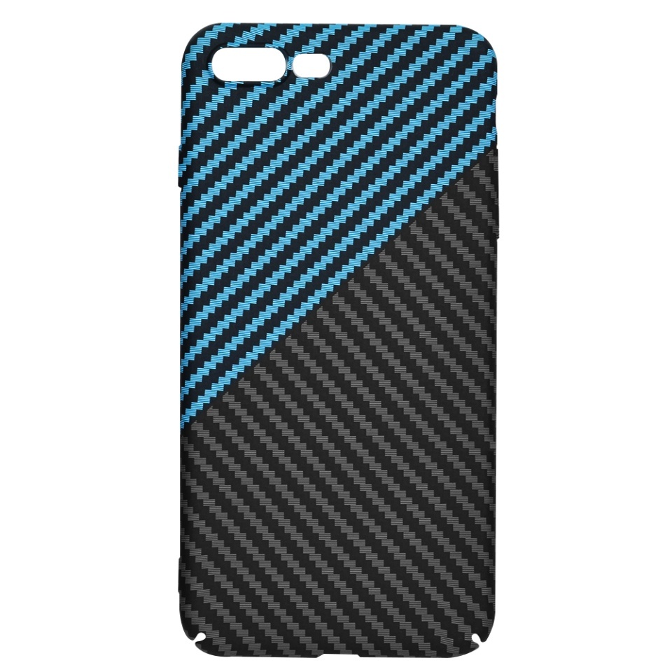 Husa pentru iPhone 8 Plus / 7 Plus, SKYDDAR INNOVATION, textura carbon, Carbonite FiberShell, set cu sticker, Bleu, - 3 | YEO