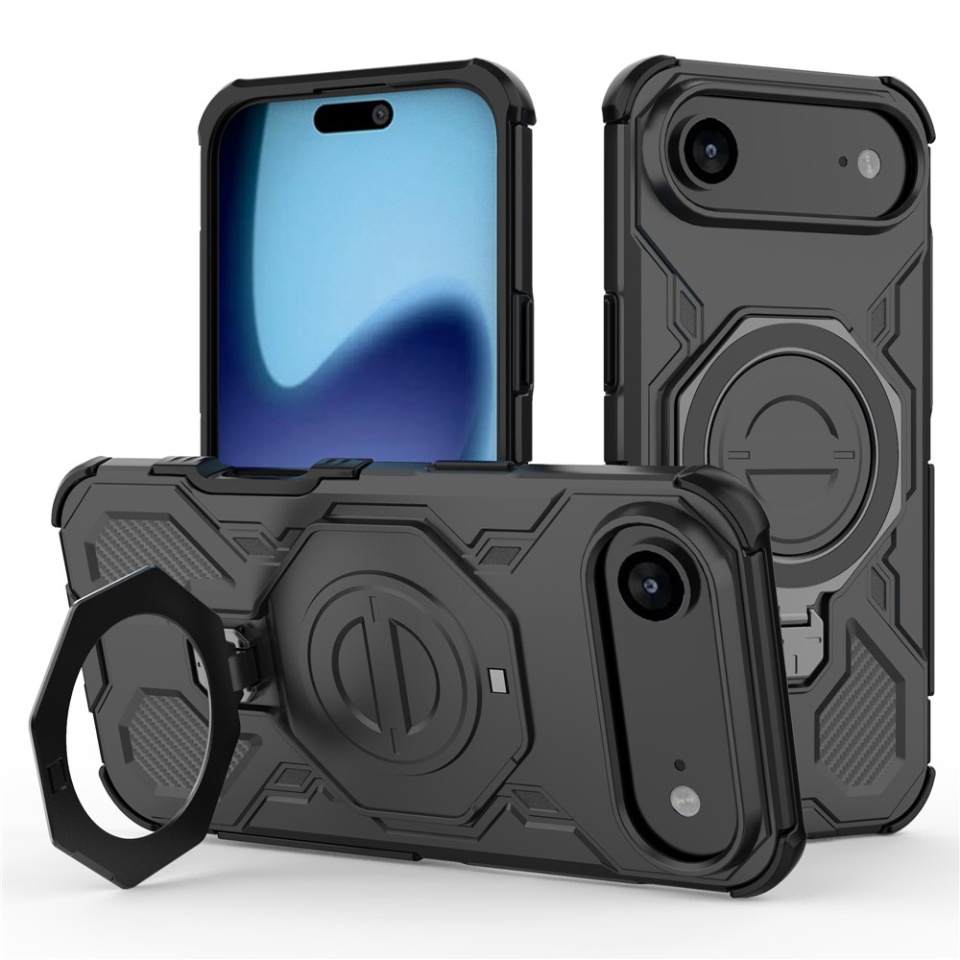 Husa pentru iPhone Air, Antisoc, SKYDDAR INOVATION, Carbon Shield PRO, Magsafe, set cu sticker, Negru