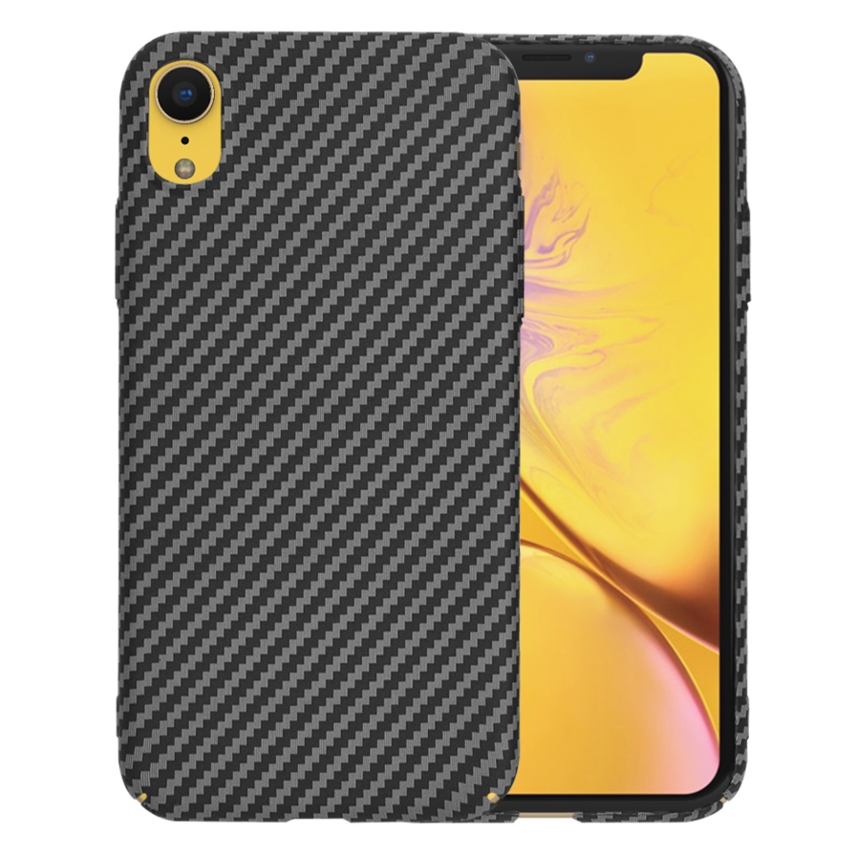 Husa pentru iPhone XR, Finisaj Premium cu Textura de Carbon, Design Elegant, SKDR CarbonFlex - Negru