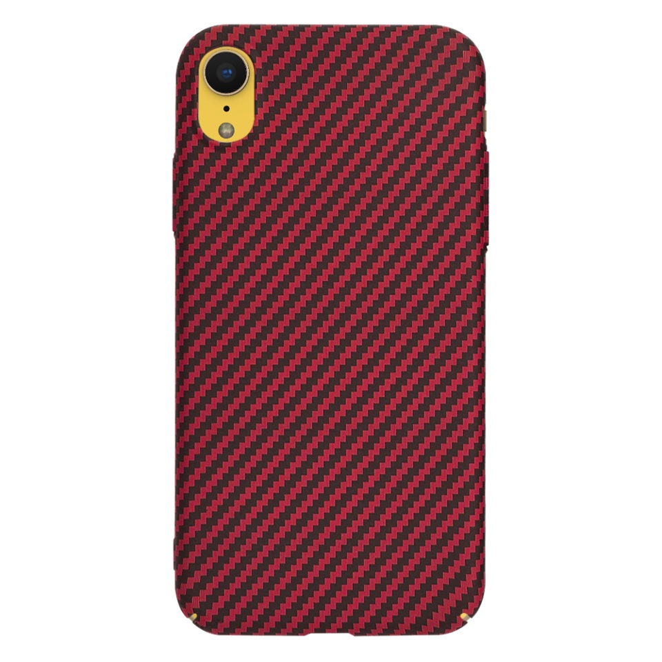Husa pentru iPhone XR, Finisaj Premium cu Textura de Carbon, Design Elegant, SKDR CarbonFlex - Rosu - 2 | YEO