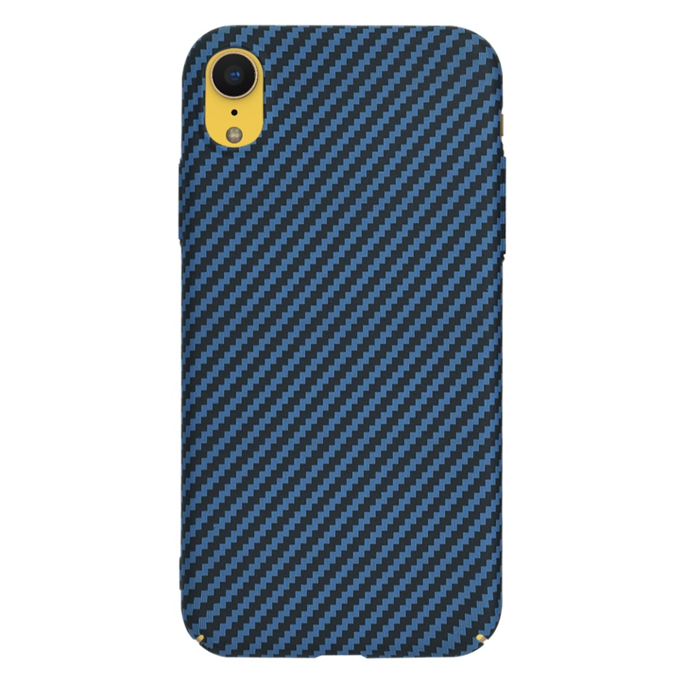 Husa pentru iPhone XR, Finisaj Premium cu Textura de Carbon, Design Elegant, SKDR CarbonFlex - Cyan - 2 | YEO