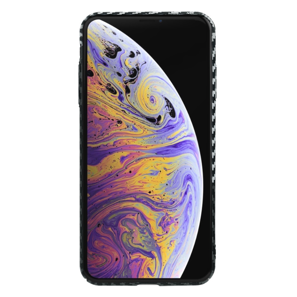 Husa pentru iPhone XS Max, SKYDDAR INNOVATION, textura carbon, Carbonite FiberShell, set cu sticker, Gri, - 1 | YEO