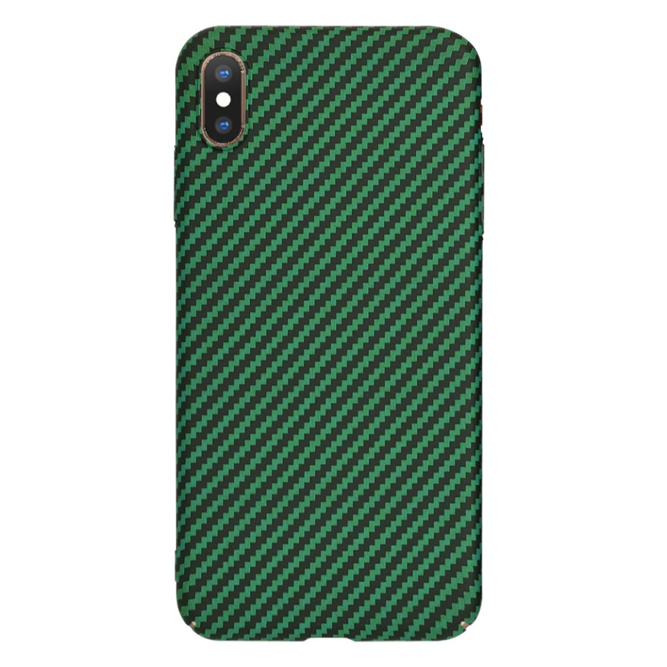Husa pentru iPhone XS Max, SKYDDAR INNOVATION, textura carbon, Carbonite FiberShell, set cu sticker, Verde, - 2 | YEO