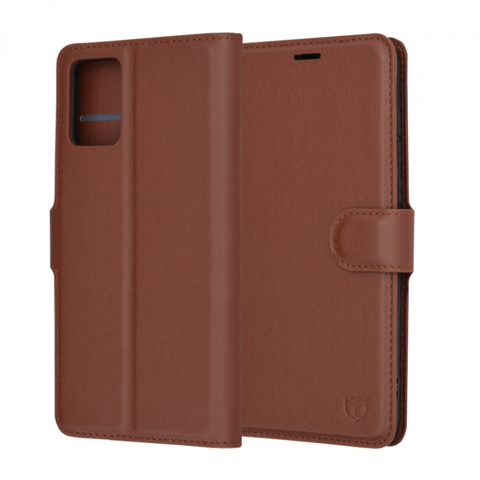 Husa pentru Motorola Edge 30 Neo tip Carte, cu Portofel Interior, Finisaje Premium, SKYDDAR Leather Wallet - Maro