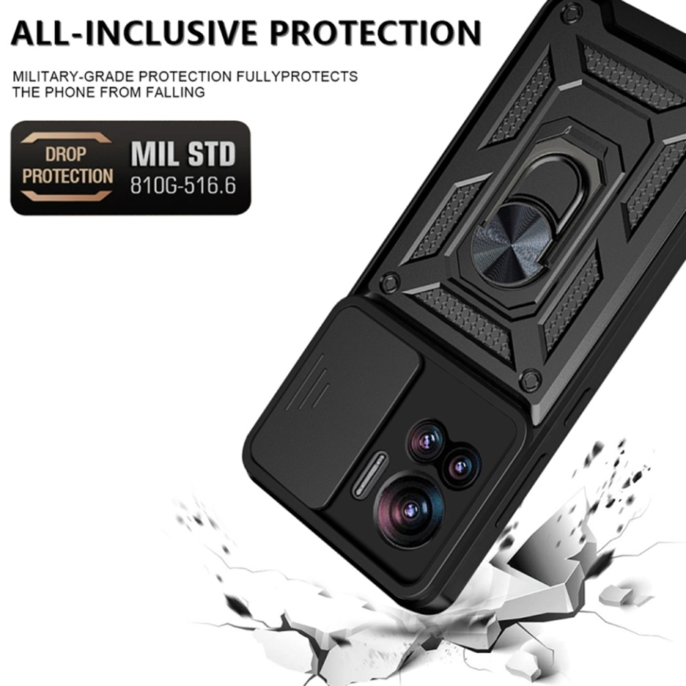 Husa pentru Motorola Edge 30 Ultra, SKYDDAR INNOVATION, CamShield, Inel magnetic, set cu sticker, Albastru - 1 | YEO