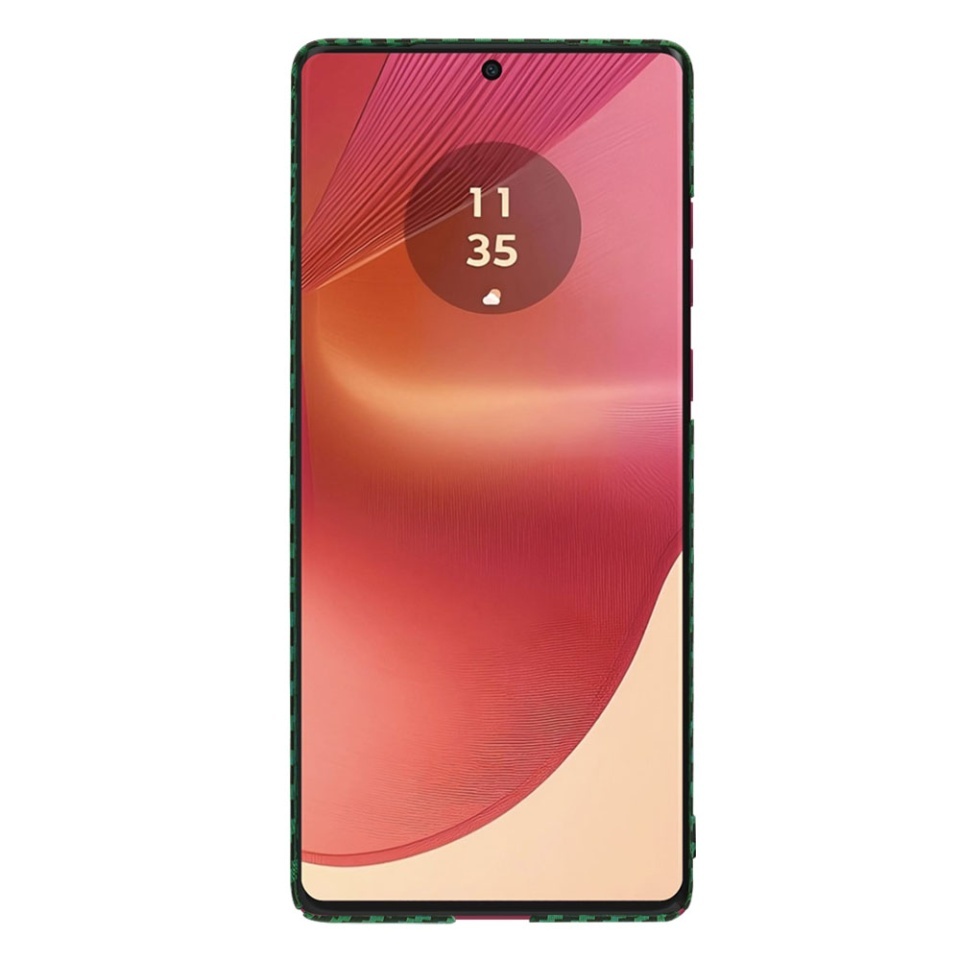 Husa pentru Motorola Edge 50 Fusion, SKYDDAR INNOVATION, textura carbon, Carbonite FiberShell, set cu sticker, Verde, - 1 | YEO