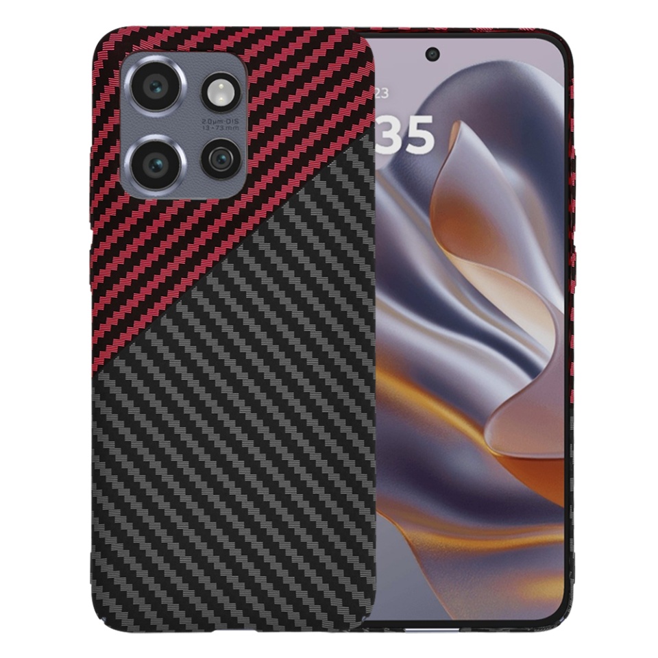 Husa pentru Motorola Edge 50 Neo, Finisaj Premium cu Textura de Carbon, Design Elegant, SKDR CarbonFlex - Rosu inchis