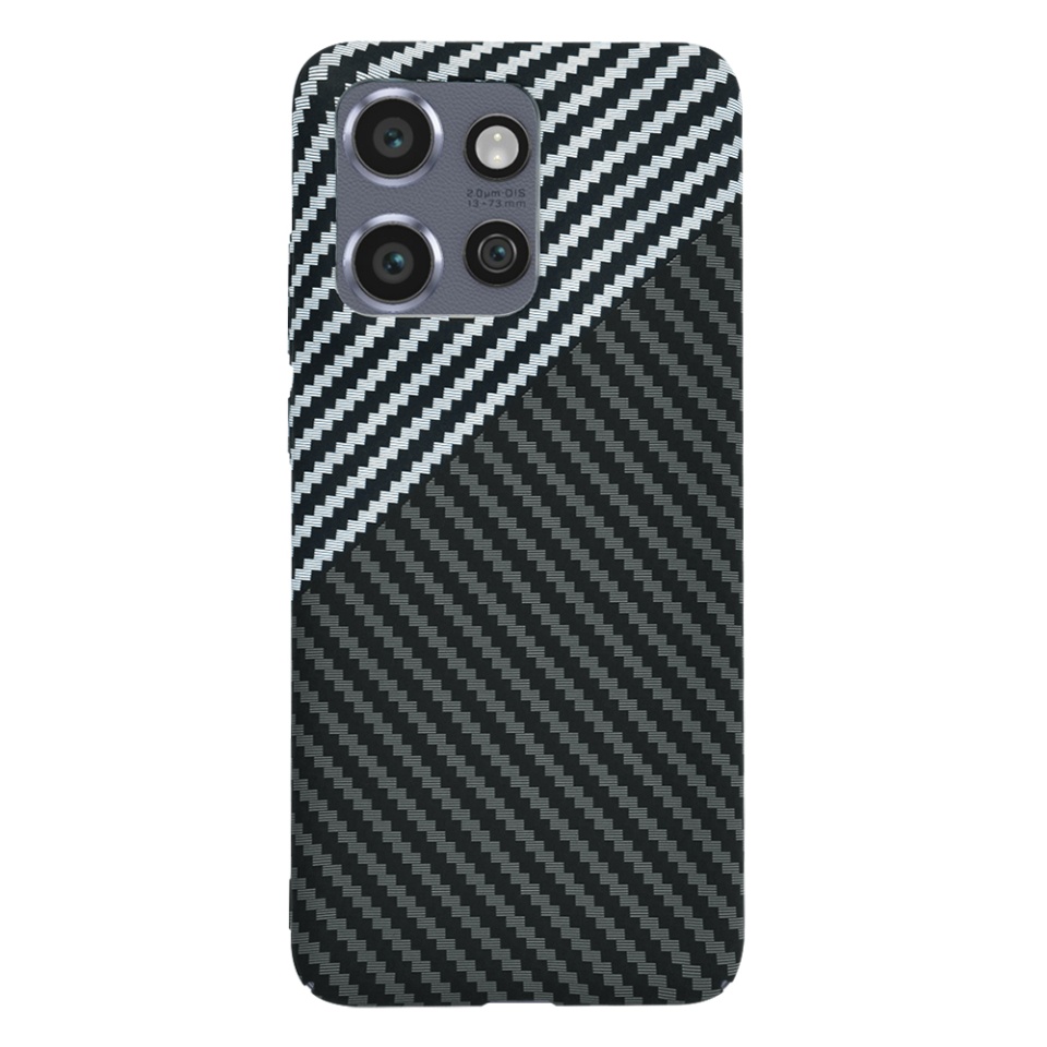 Husa pentru Motorola Edge 50 Neo, Finisaj Premium cu Textura de Carbon, Design Elegant, SKDR CarbonFlex - Gri - 2 | YEO