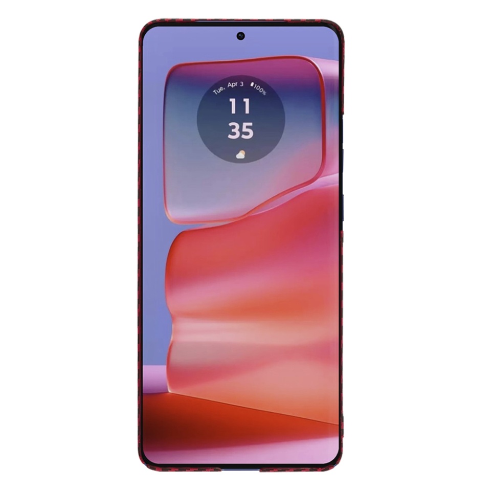 Husa pentru Motorola Edge 50 Pro, Finisaj Premium cu Textura de Carbon, Design Elegant, SKDR CarbonFlex - Rosu - 1 | YEO