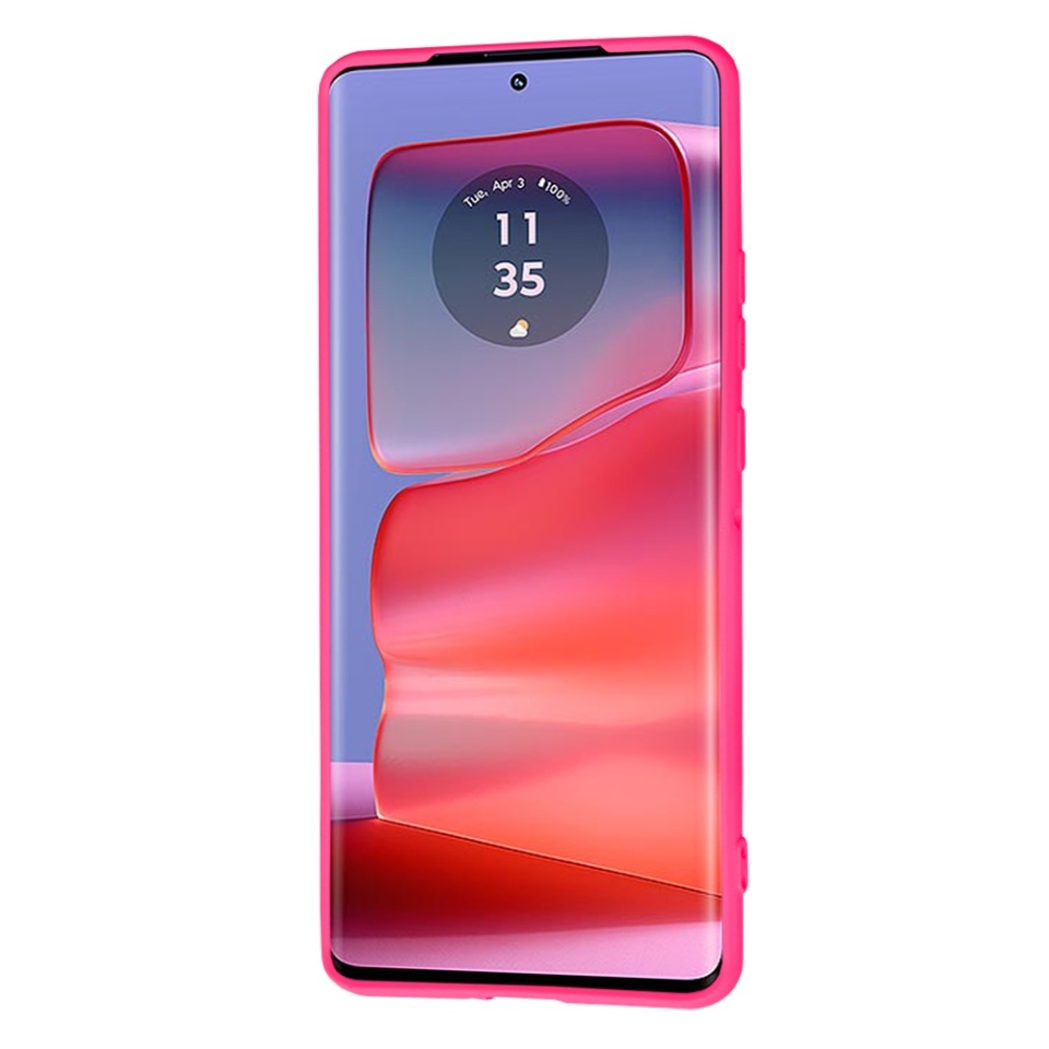 Husa pentru Motorola Edge 50 Pro, SKYDDAR INNOVATION, din Silicon Catifelat, SoftElegance, set cu sticker, Fucsia - 1 | YEO