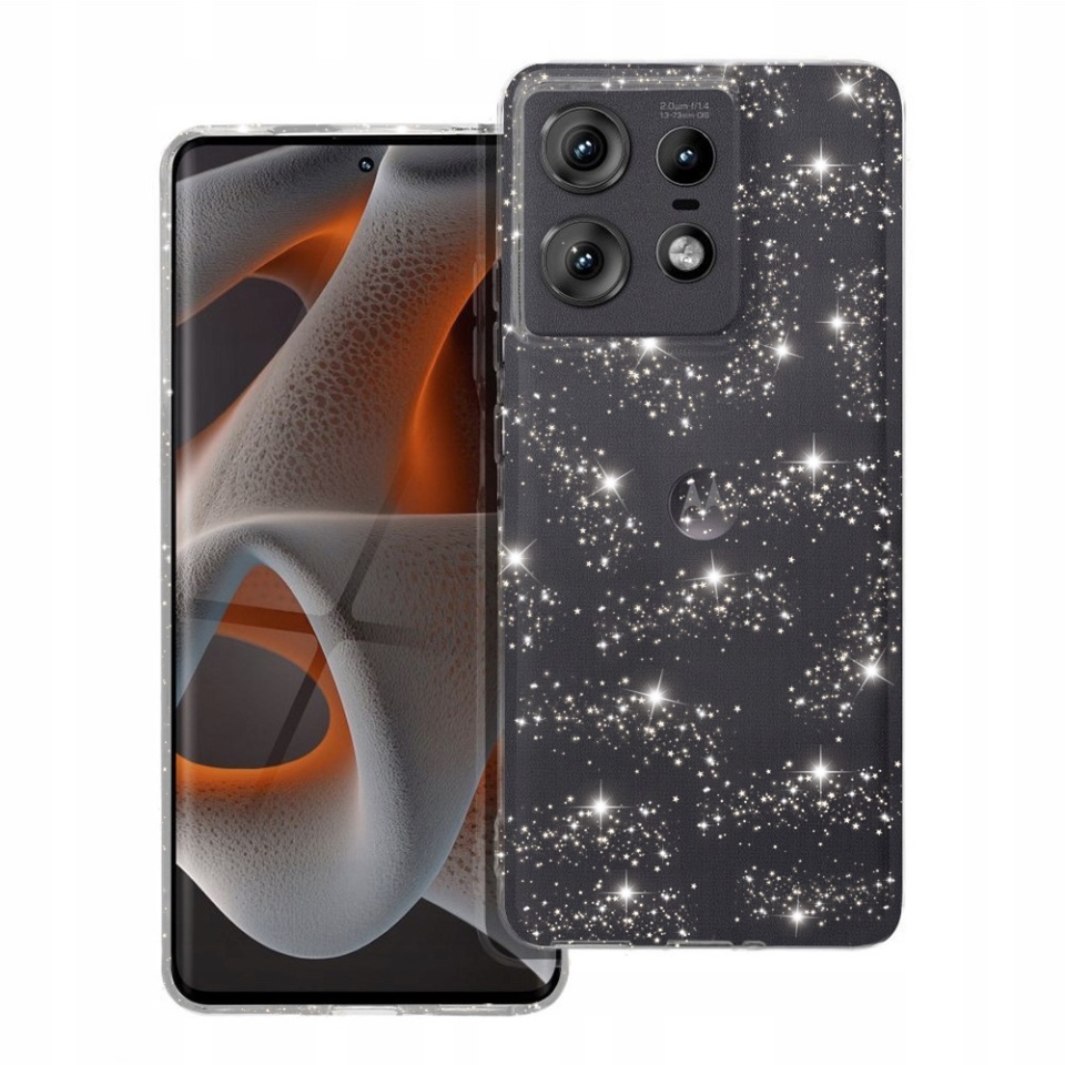 Husa pentru Motorola Edge 50 Pro, SKYDDAR INNOVATION, SparkleSkin din Silicon TPU cu Sclipici, Design Elegant, set cu sticker, Transparenta