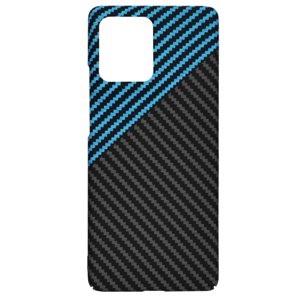 Husa pentru Motorola Edge 50, SKYDDAR INNOVATION, textura carbon, Carbonite FiberShell, set cu sticker, Bleu, - 3 | YEO