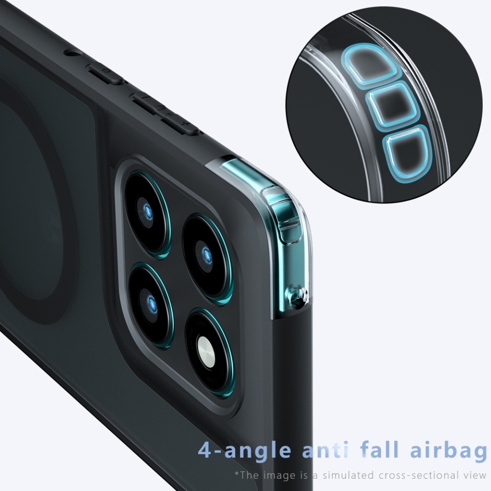 Husa pentru Motorola Edge 60 Fusion / Edge 60, SKYDDAR INNOVATION, PureFrost MagSafe, AntiSoc, set cu sticker, Negru frost - 1 | YEO