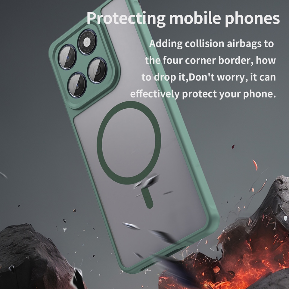 Husa pentru Motorola Edge 60 Fusion / Edge 60, SKYDDAR INNOVATION, HaloFrost MagSafe II, Antisoc, set cu sticker, Verde - 3 | YEO