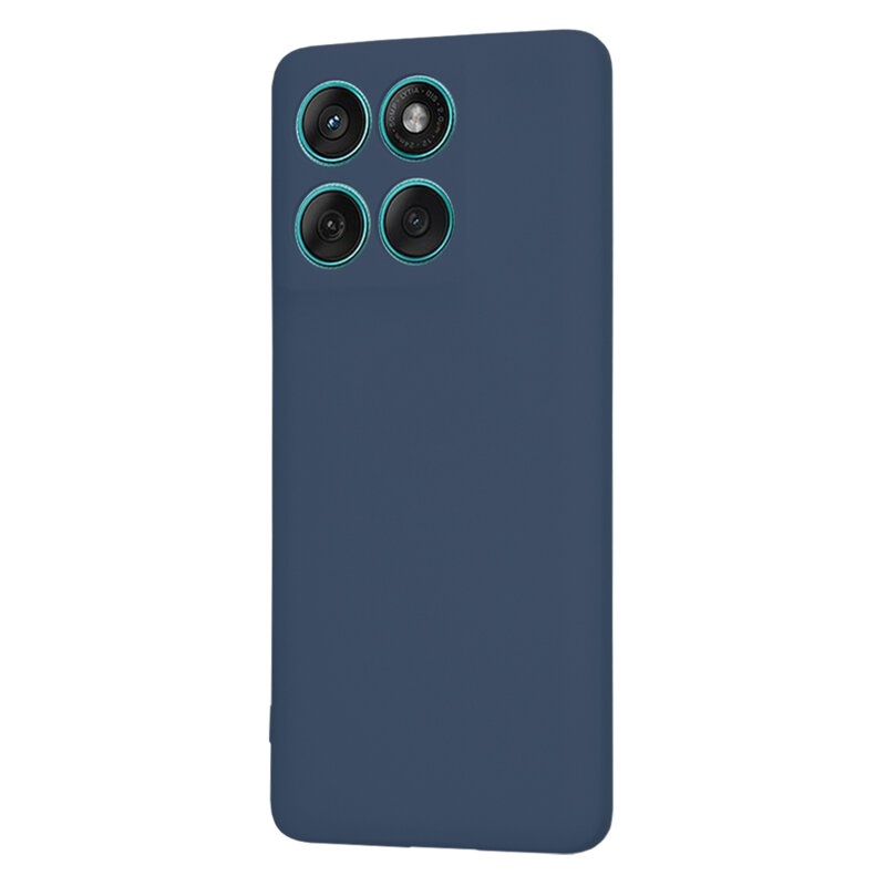 Husa pentru Motorola Edge 60 Fusion, SKYDDAR INNOVATION, din Silicon Catifelat, SoftElegance , Bleumarin, set cu sticker - 1 | YEO