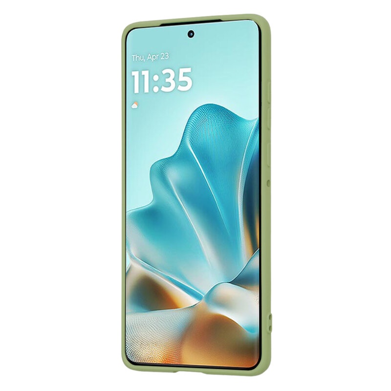 Husa pentru Motorola Edge 60 Fusion, SKYDDAR INNOVATION, din Silicon Catifelat, SoftElegance , Verde deschis, set cu sticker - 1 | YEO