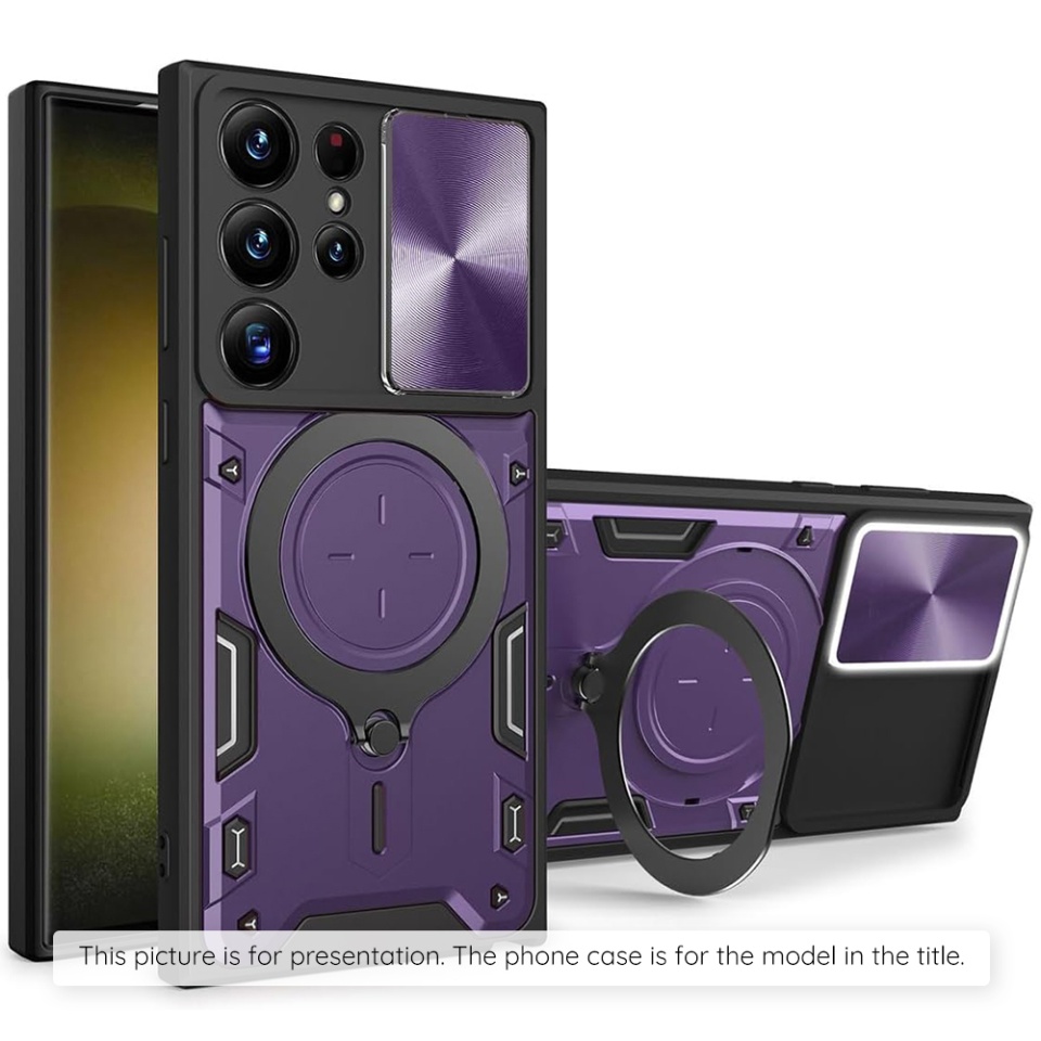 Husa pentru Motorola Edge 60 Fusion, SKYDDAR INNOVATION, SafeCover, Inel Magnetic, Protectie Camera, Mov, set cu sticker