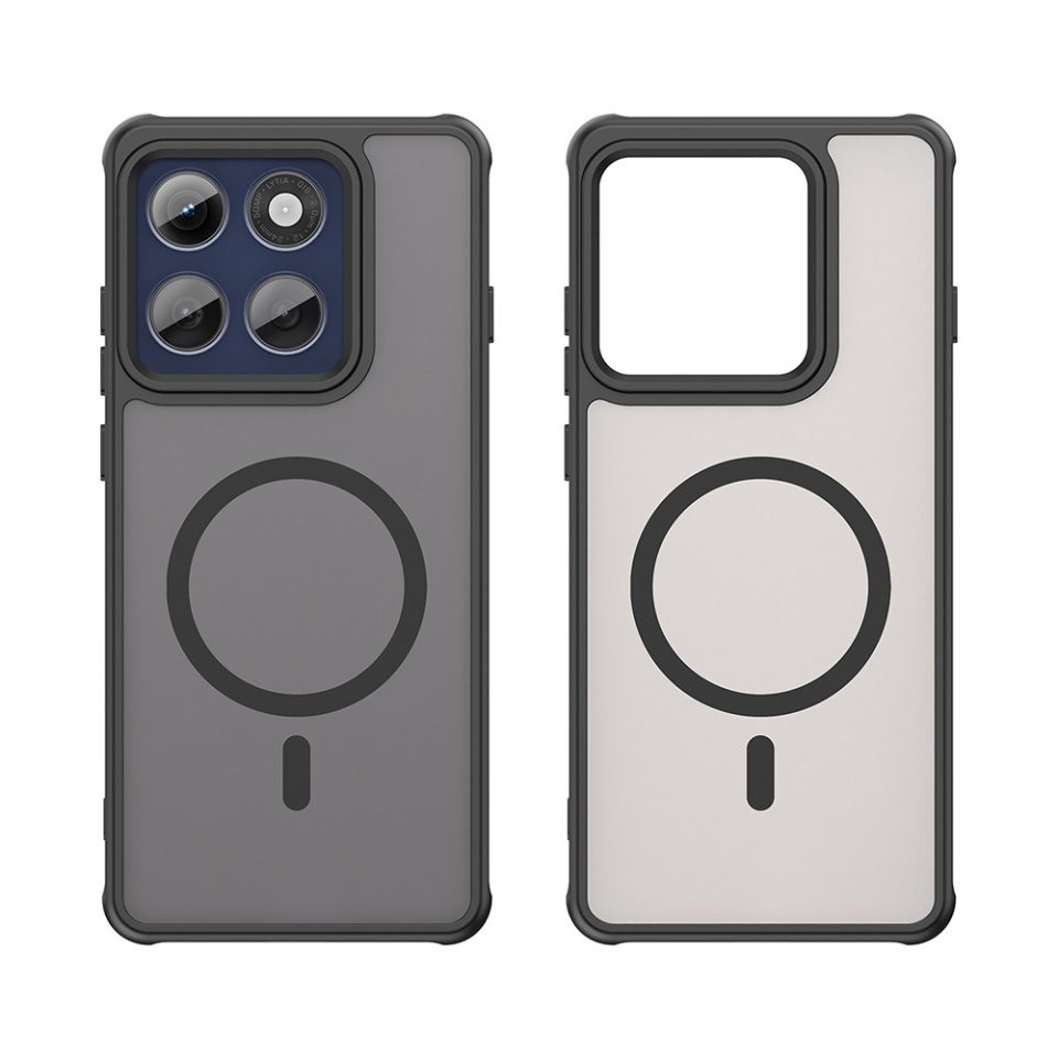 Husa pentru Motorola Edge 60 Pro, SKYDDAR INNOVATION, HaloFrost MagSafe II, Antisoc, set cu sticker, Negru - 1 | YEO