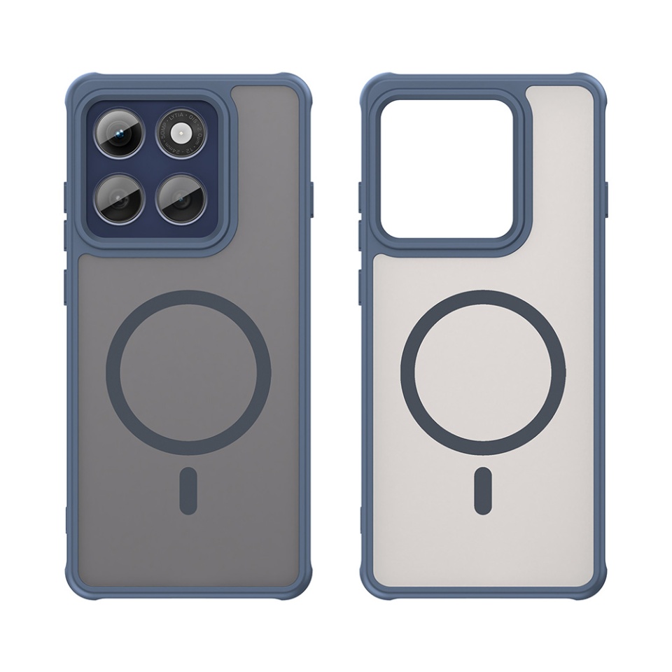 Husa pentru Motorola Edge 60 Pro, SKYDDAR INNOVATION, HaloFrost MagSafe II, Antisoc, set cu sticker, Bleumarin - 1 | YEO