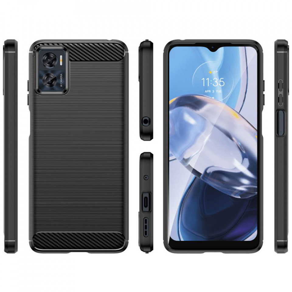 Husa pentru Motorola Moto E22 / E22i din Carbon Silicon Skyddar, Anti-Amprente - Negru - 1 | YEO