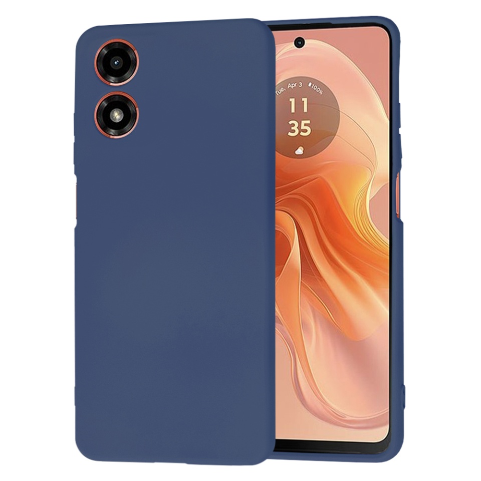 Husa pentru Motorola Moto G04 / Moto G04s / Moto E14 din Silicon Catifelat, Protectie Premium, Skyddar SoftElegance - Bleumarin