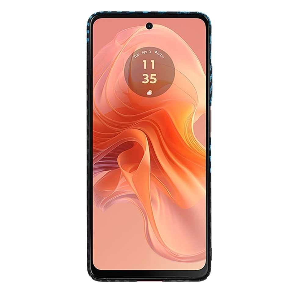 Husa pentru Motorola Moto G04 / Moto G24 / Moto G04s / Moto E14, SKYDDAR INNOVATION, textura carbon, Carbonite FiberShell, set cu sticker, Bleu, - 1 | YEO