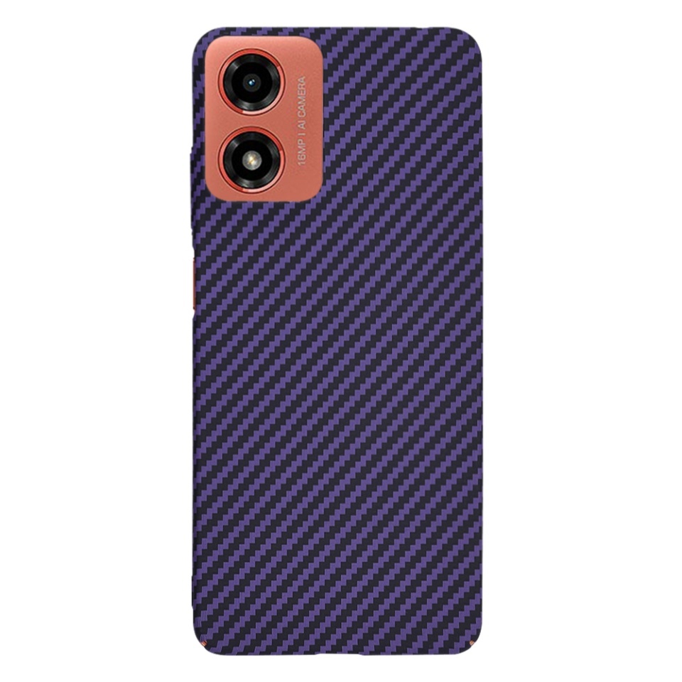 Husa pentru Motorola Moto G04 / Moto G24 / Moto G04s / Moto E14, SKYDDAR INNOVATION, textura carbon, Carbonite FiberShell, set cu sticker, Mov, - 2 | YEO