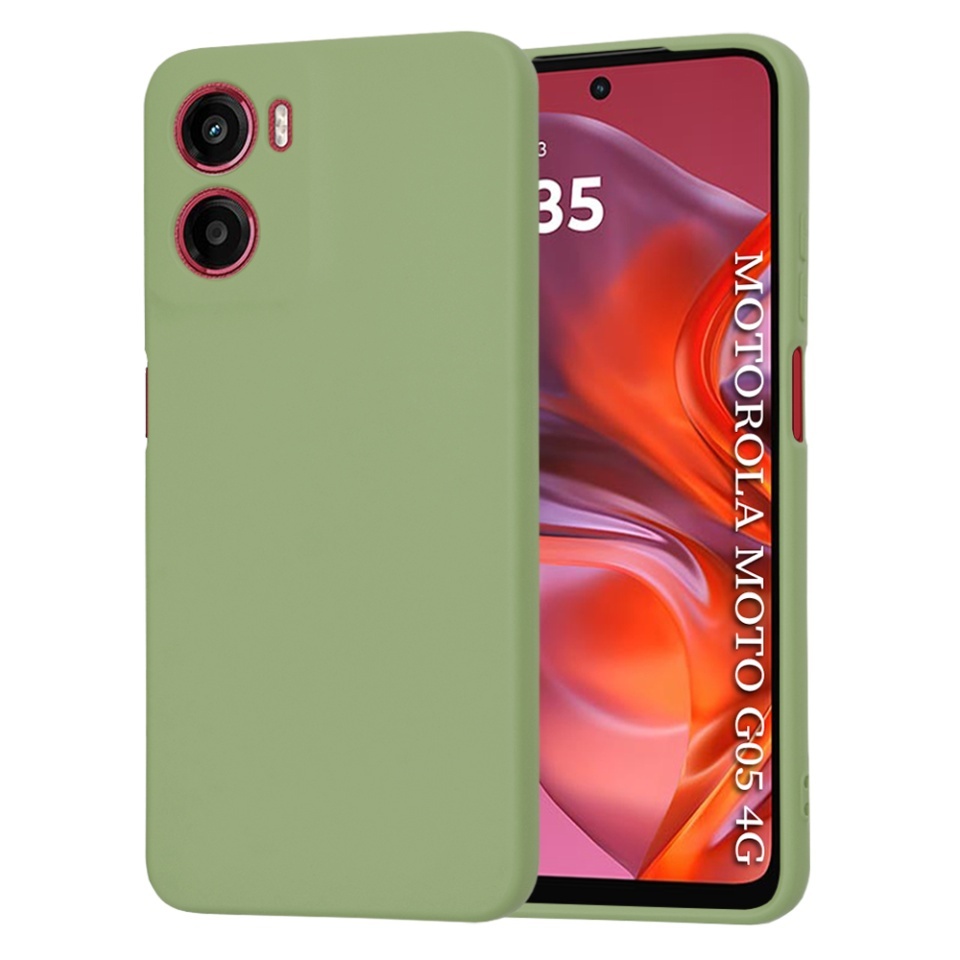 Husa pentru Motorola Moto G05 / Moto E15, SKYDDAR INNOVATION, din Silicon Catifelat, SoftElegance, set cu sticker, Verde