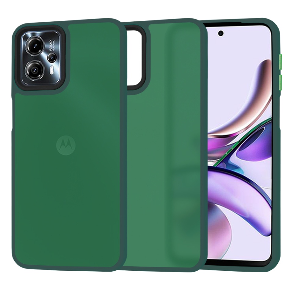 Husa pentru Motorola Moto G23 / Moto G13, ce Absoarbe Cele mai Aspre Socuri, Skyddar Frosted - Verde inchis